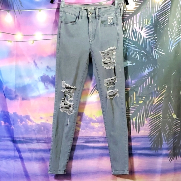 AMERICAN EAGLE SUPER STRETCH X Hi RISE JEGGING WOMEN'S JEANS SIZE 2 - Picture 1 of 5